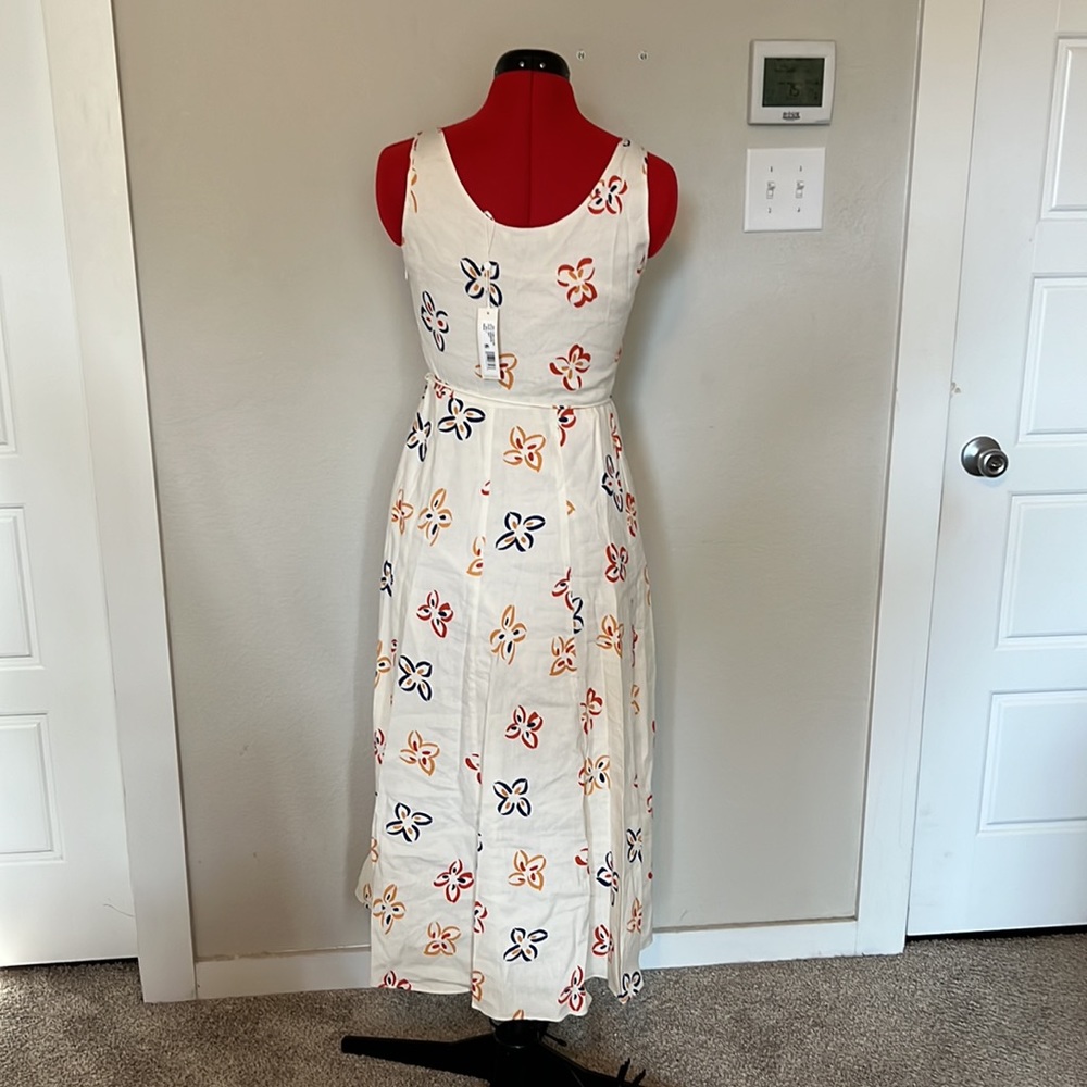 ✨NEW✨ Rebecca Taylor Flame Fleur Linen-Blend Midi-Dress - Size 4 - Picture 9 of 14